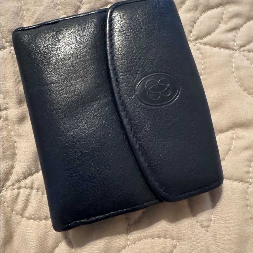 Buxton Navy Leather Wallet Vintage